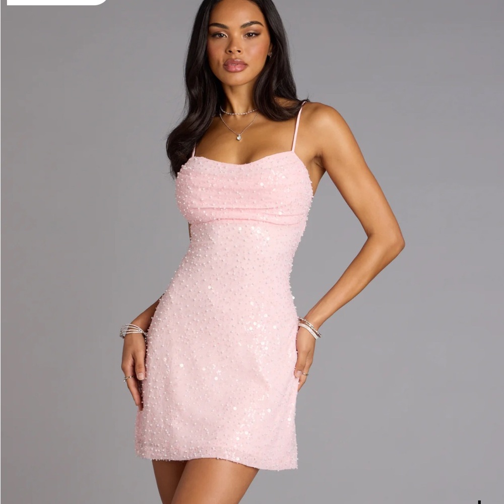 Windsor Pink Sequin Prom Dress